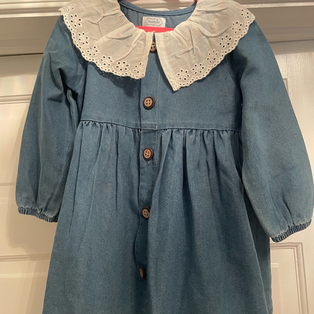 Mud Pie Denim Dress with Eyelet Collar
